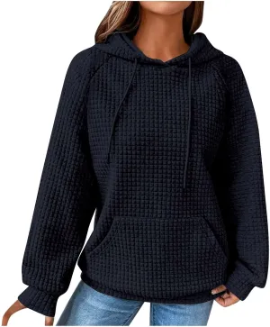 Ceboyel Womens Lightweight Sweatshirts Hoodies Waffle Knit Tops Long Sleeve Pullover Sweater Cute Teen Girls Clothes 2023