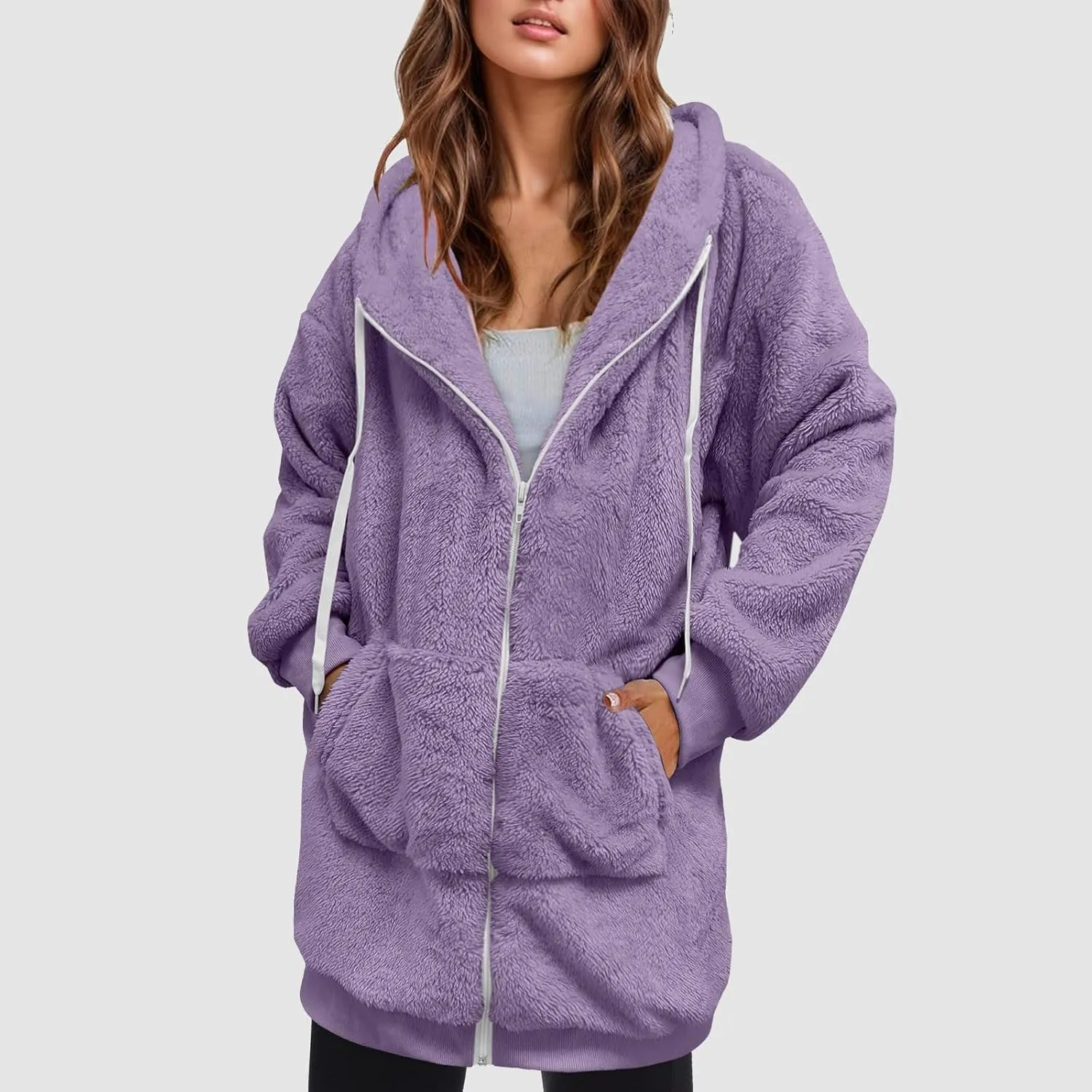Ceboyel Womens Sherpa Fleece Lined Jackets Full Zip Up Oversized Hoodie Casual Sweatshirt Fall Winter Clothing 2023