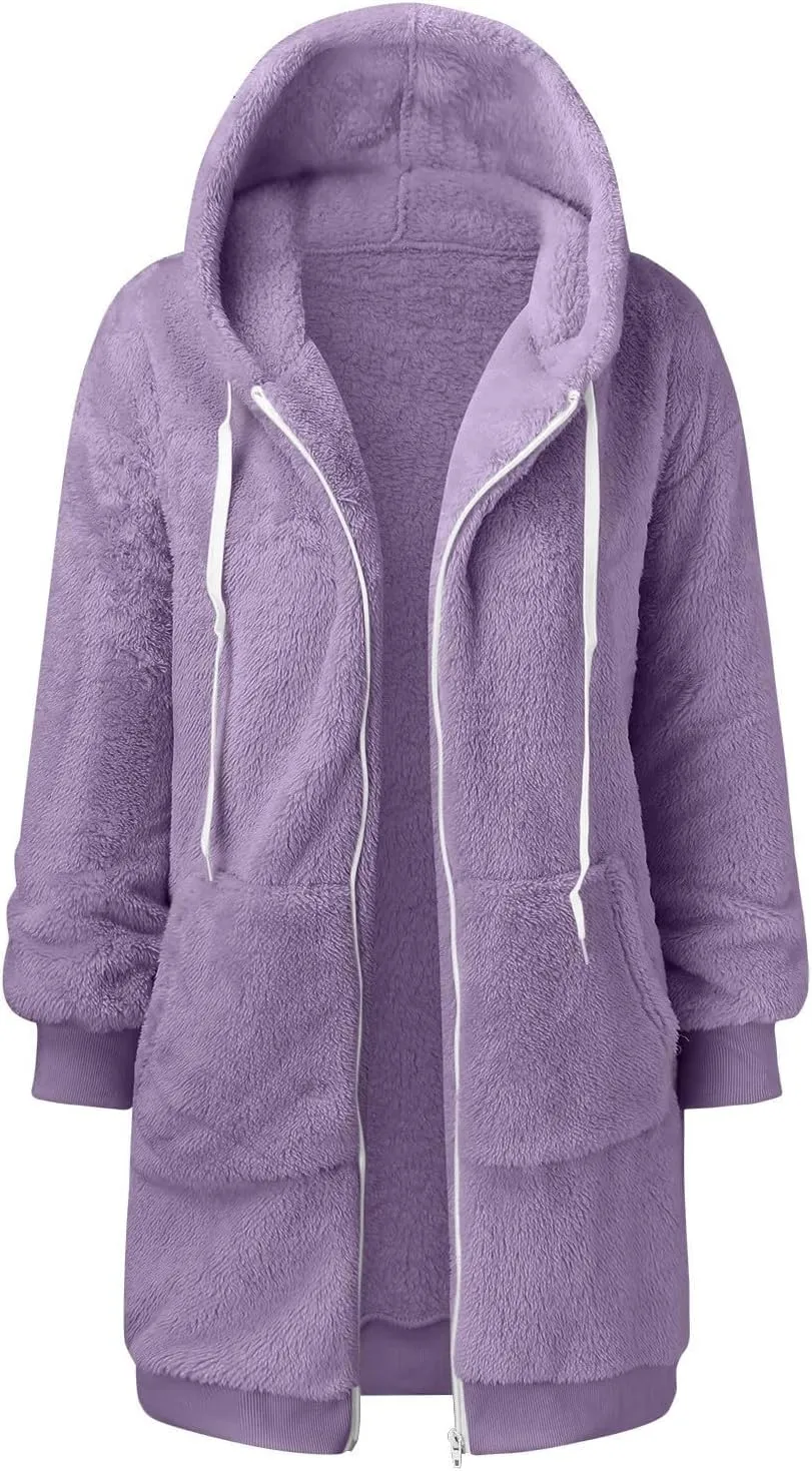 Ceboyel Womens Sherpa Fleece Lined Jackets Full Zip Up Oversized Hoodie Casual Sweatshirt Fall Winter Clothing 2023