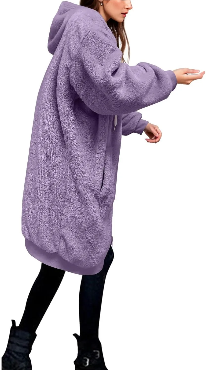 Ceboyel Womens Sherpa Fleece Lined Jackets Full Zip Up Oversized Hoodie Casual Sweatshirt Fall Winter Clothing 2023