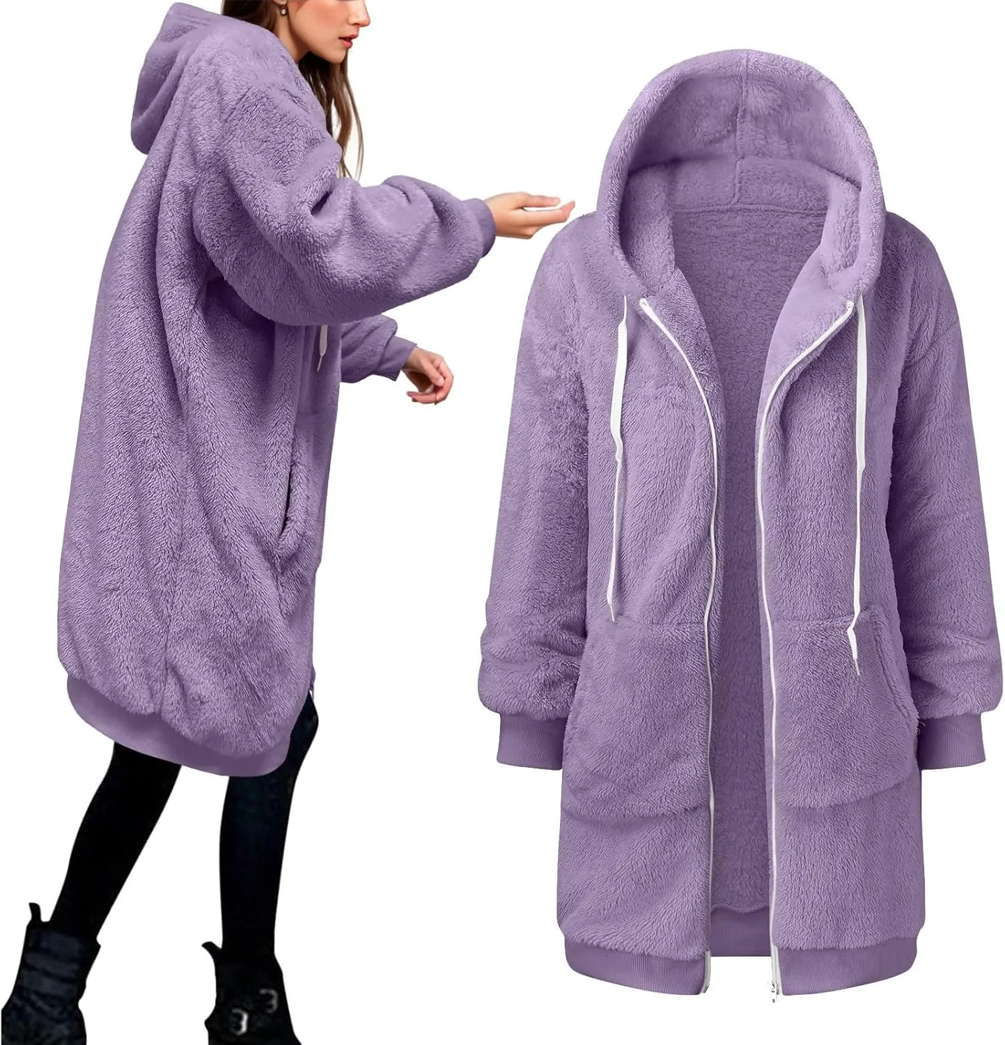 Ceboyel Womens Sherpa Fleece Lined Jackets Full Zip Up Oversized Hoodie Casual Sweatshirt Fall Winter Clothing 2023