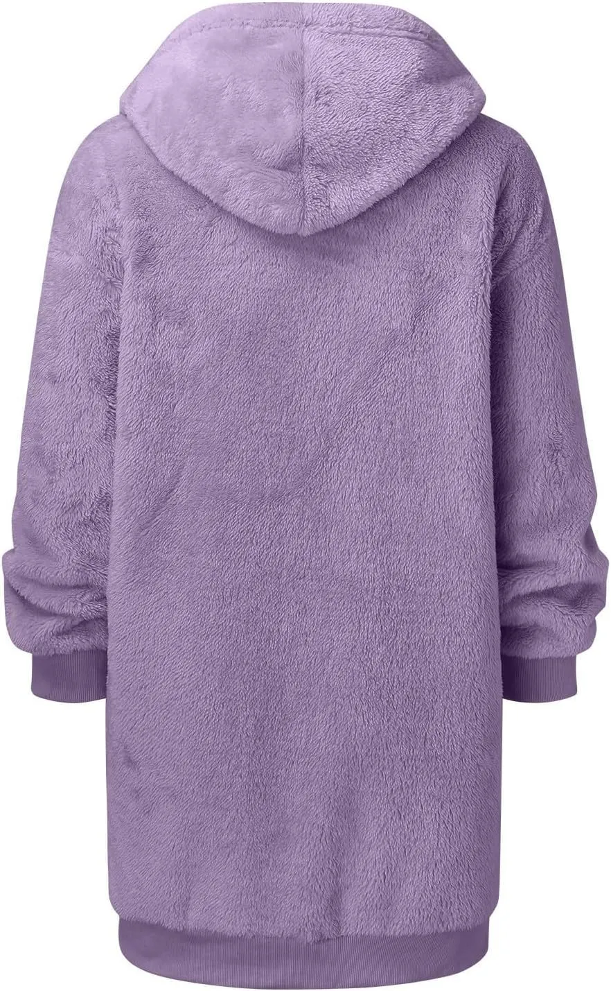 Ceboyel Womens Sherpa Fleece Lined Jackets Full Zip Up Oversized Hoodie Casual Sweatshirt Fall Winter Clothing 2023