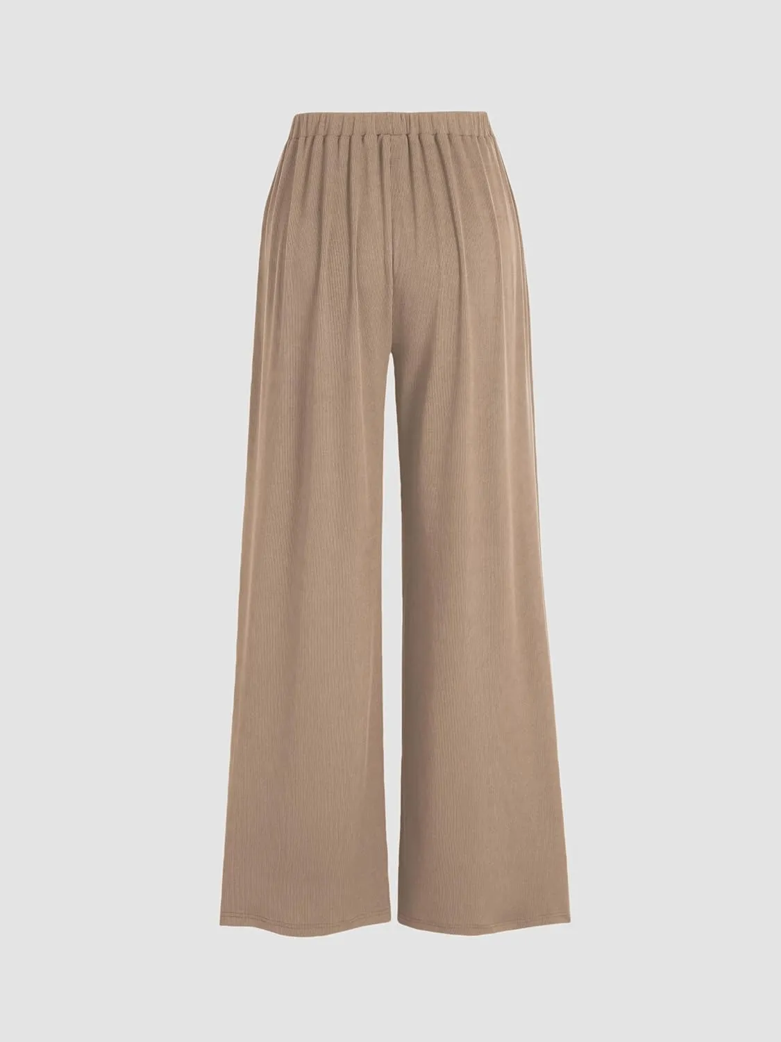 CIDER Petite Solid Elastic Waist Wide Leg Pants