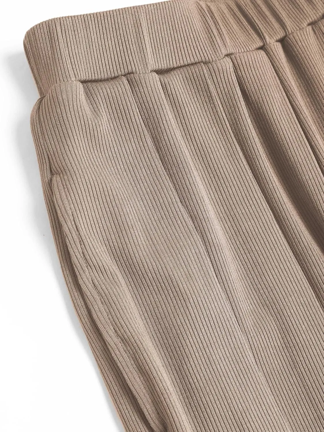 CIDER Petite Solid Elastic Waist Wide Leg Pants