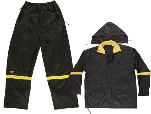 CLC Custom Leathercraft Rain Wear R103M Black Nylon 3-Piece Rain Suit, Medium