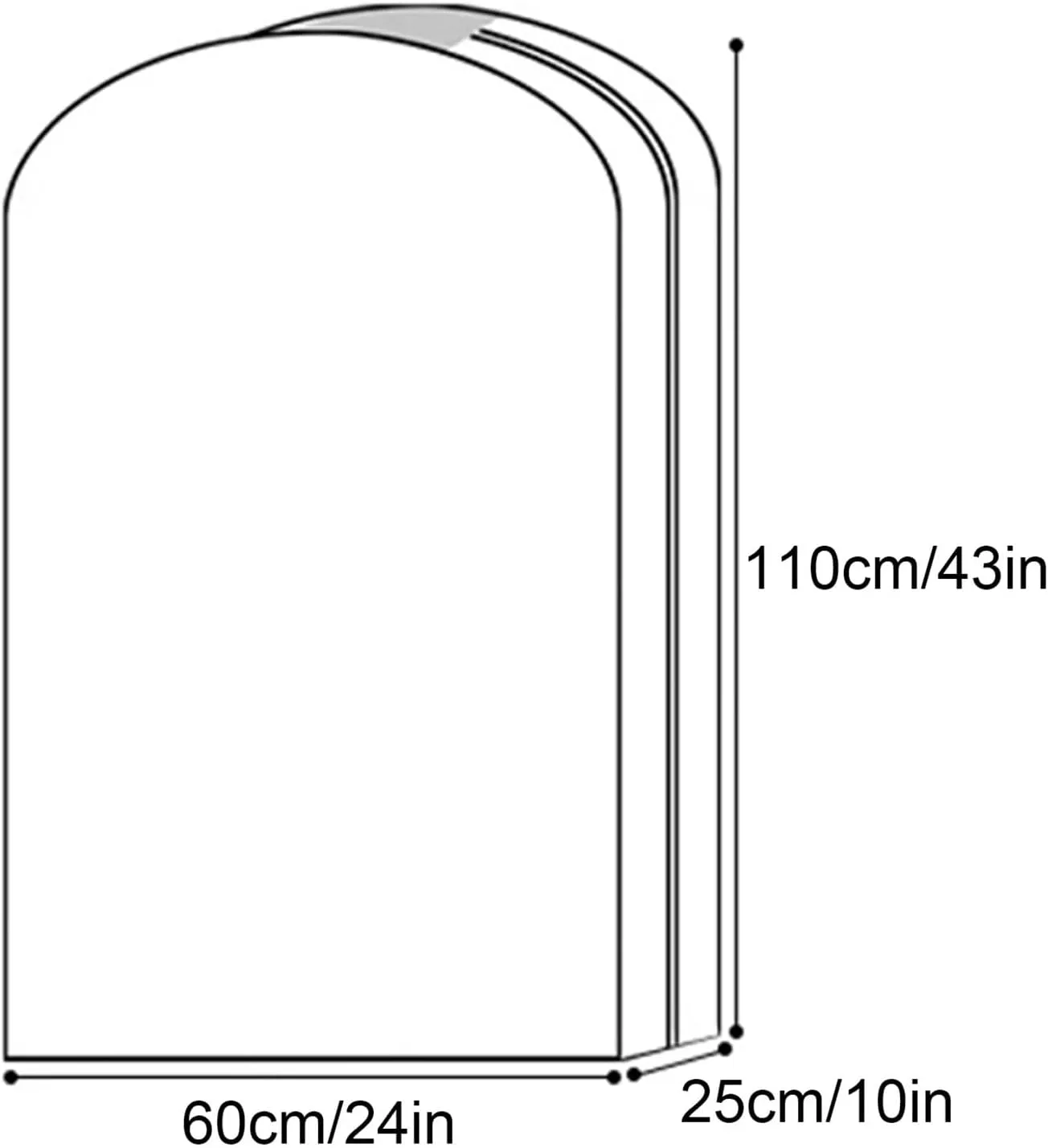 Clear Garment Bag, Clothes Cover for Hanging, Suit Bags with Zipper, Closet Storage, for Shirts, Coats, Dresses(60x25x110cm)