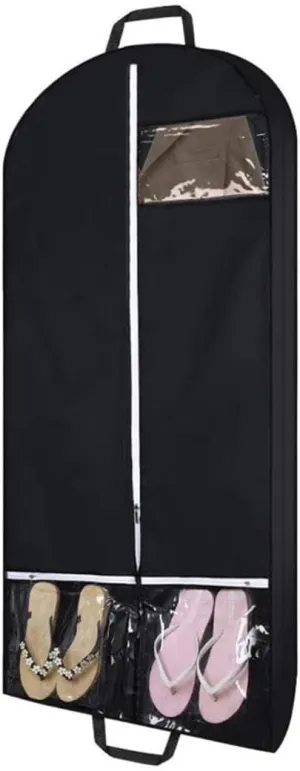 Clothes Cover 2 Pack Garment Bag for Suit with 2 Pockets for Hanging Clothes for Travel Storage Suit Bags (Color : Black, Size : 110 * 58 * 8cm)
