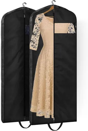 Clothes Cover 2pcs Garment Bags for Hanging Clothes Zipper Dress Bags with Clear Window PEVA Suit Bags (Color : Black, Size : 60 * 100cm)