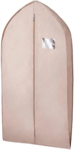 Clothes Cover 2pcs Garment Bags Suits Covers for Closet Hanging Clothes Storage with 4" Gusseted Suit Bags (Color : Beige, Size : 58 * 10 * 90cm)