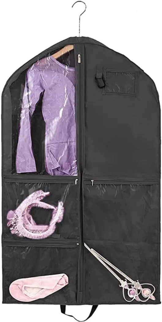 Clothes Cover 39" Suit Bags Travel Garment Bags for Hanging Clothes with Visual Window, 3 Pack Suit Bags (Color : Black, Size : 100 * 60 * 8cm)