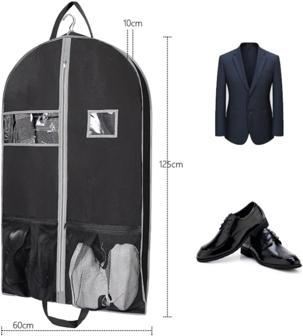 Clothes Cover 3pcs Garment Bags Travel Closet Storage with Zipper Pocket Handles Hanging Suit Bag Suit Bags (Color : Grey, Size : 60 * 125cm)