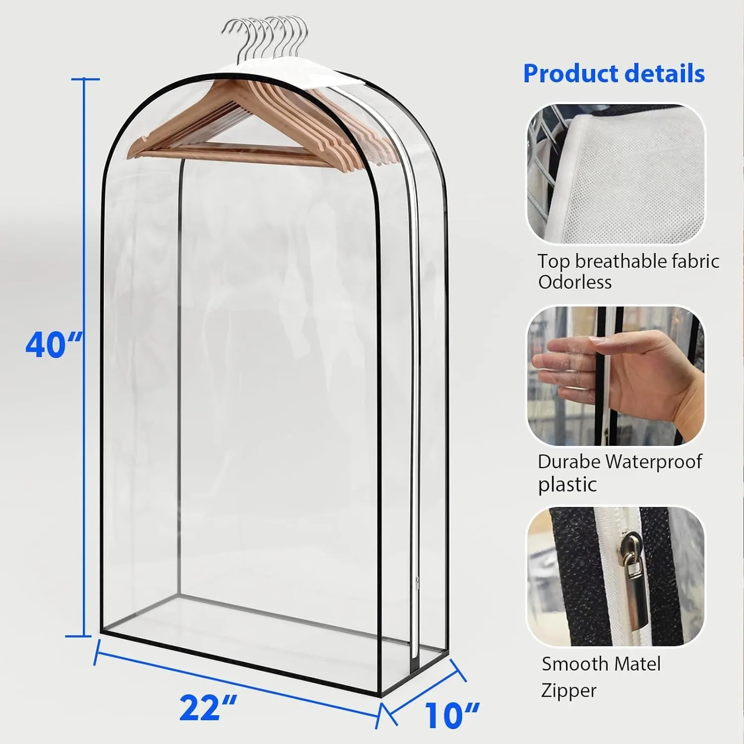 Clothes Cover 4 Pack 40 Clear Garment Bag for Hanging Clothes with 10 Gusseted Suit Bags Suit Bags