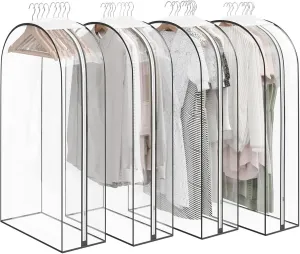 Clothes Cover 4 Pack 40 Clear Garment Bag for Hanging Clothes with 10 Gusseted Suit Bags Suit Bags