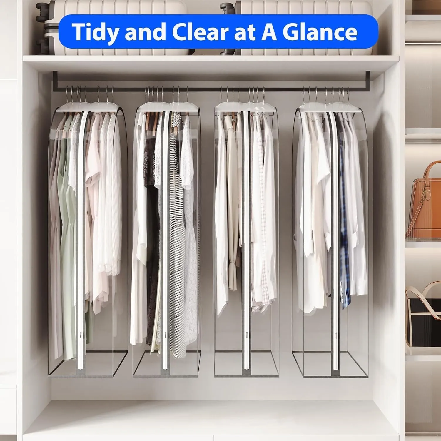 Clothes Cover 4 Pack 40 Clear Garment Bag for Hanging Clothes with 10 Gusseted Suit Bags Suit Bags
