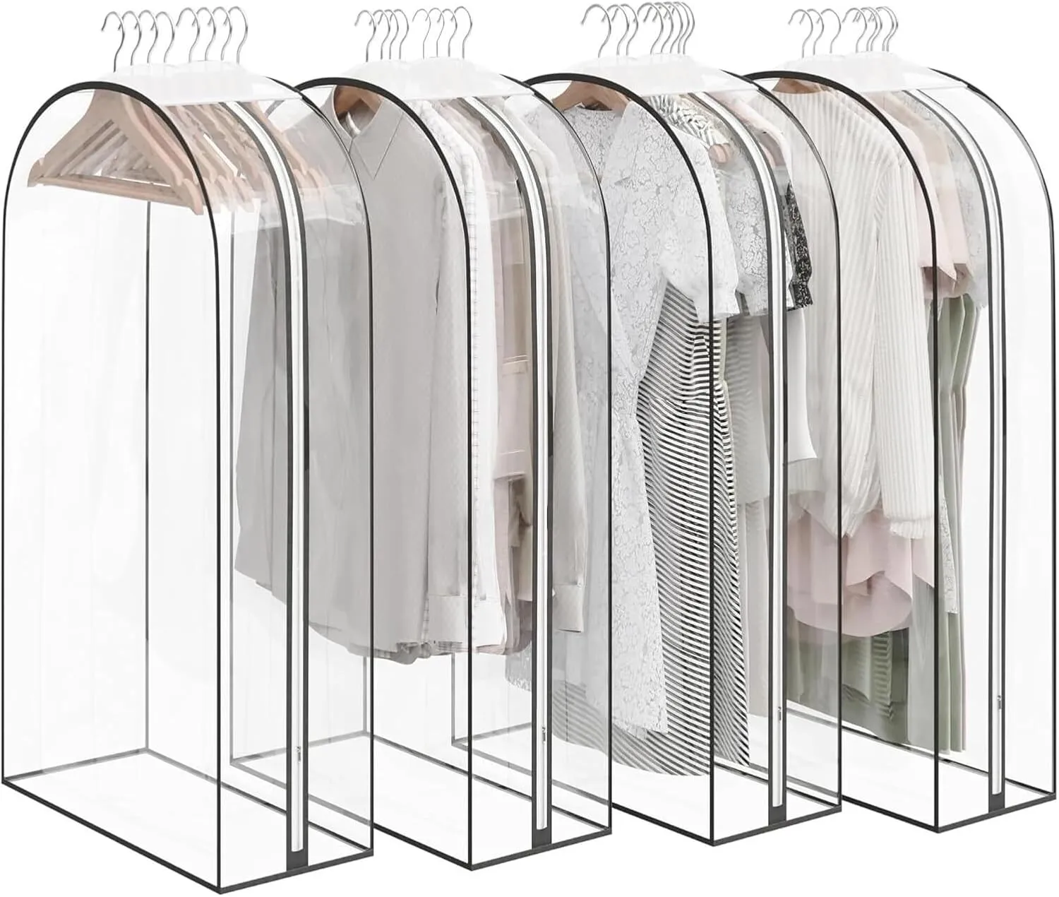 Clothes Cover 4 Pack 40 Clear Garment Bag for Hanging Clothes with 10 Gusseted Suit Bags Suit Bags