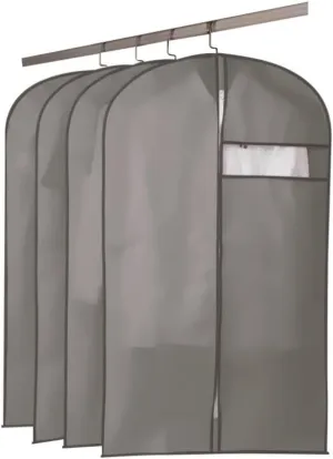 Clothes Cover 4pcs Garment Bag with Clear Window Travel Suit Bag for Clothes Hanging Storage Suit Bags (Color : Grey, Size : 60 * 90cm)