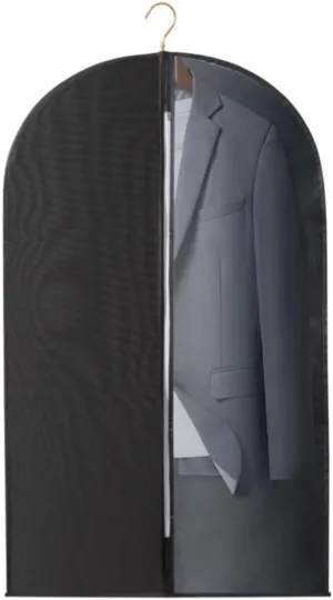 Clothes Cover 5pcs Garment Bags for Hanging Clothes with 4" Gussetes, Suit Cover for Clothes Suit Bags (Color : Black, Size : 60 * 10 * 130cm)