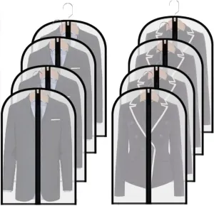 Clothes Cover 8pcs Hanging Garment Bag Gowns Garment Covers Clear Full Zipper Clothes Suit Bag Suit Bags (Color : A, Size : 60 * 140cm)