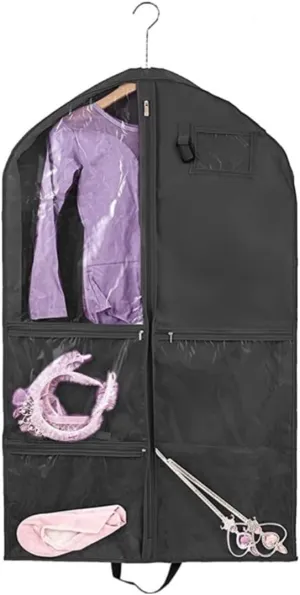 Clothes Cover Hanging Garment Bag with Zipper Pockets 40 Inch Clothes Bag Dance Costume Suit Bags (Color : Black, Size : 1pc)