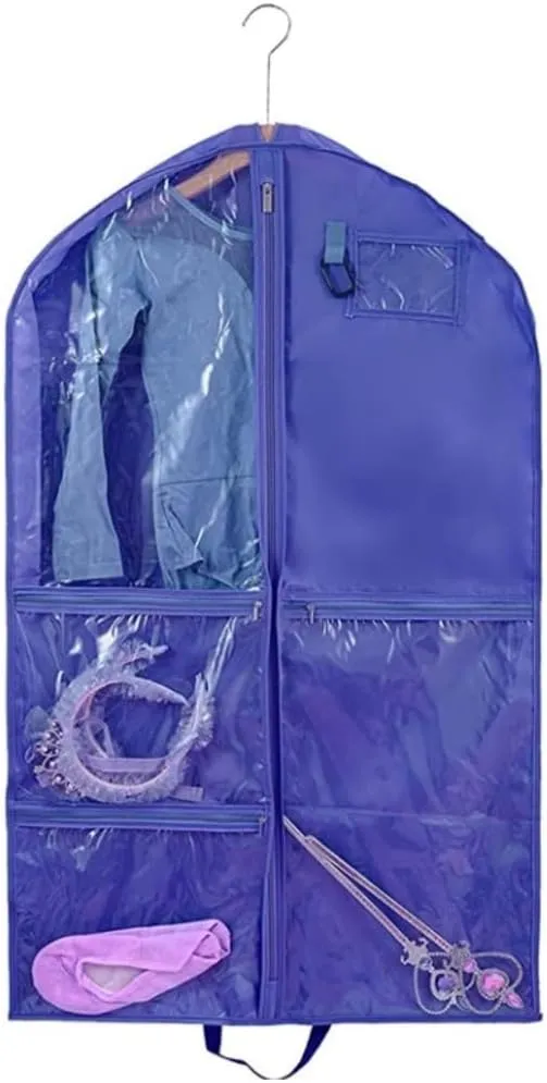 Clothes Cover Hanging Garment Bag with Zipper Pockets 40 Inch Clothes Bag Dance Costume Suit Bags (Color : Blue, Size : 4pcs)
