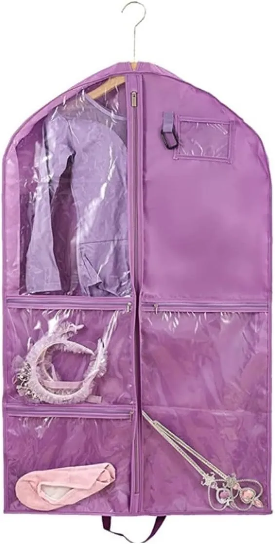 Clothes Cover Hanging Garment Bag with Zipper Pockets 40 Inch Clothes Bag Dance Costume Suit Bags (Color : Purple, Size : 1pc)