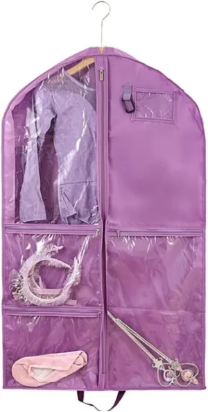 Clothes Cover Hanging Garment Bag with Zipper Pockets 40 Inch Clothes Bag Dance Costume Suit Bags (Color : Purple, Size : 4pcs)