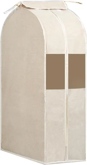 Clothes Covers Protecting Dusts, Garment Bags, Fully Sealed with Clear PVC Window and Metal Zipper Opening, Suitable for Jackets, Coats(Beige,28x60x90cm x24x35in)