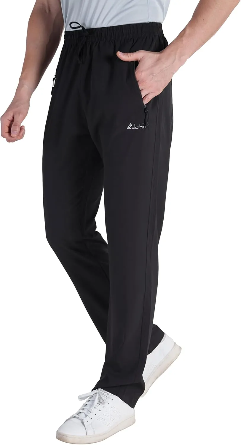 clothin Mens Workout Athletic Pants Elastic-Waist Drawstring Pants for Sport Exercise Travel,Quick-Dry,Stretchy
