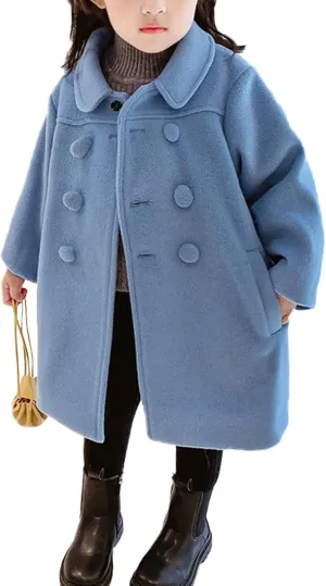 CM C&M WODRO Girls Dress Coat Kids Winter Warm Jacket Long Sleeve Button Trench Coat Pocket Long Peacoat Outerwear 2-7 Years