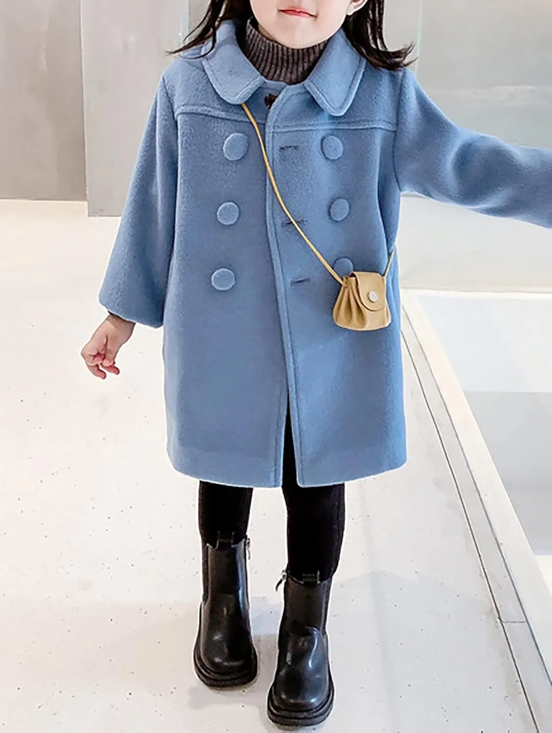 CM C&M WODRO Girls Dress Coat Kids Winter Warm Jacket Long Sleeve Button Trench Coat Pocket Long Peacoat Outerwear 2-7 Years