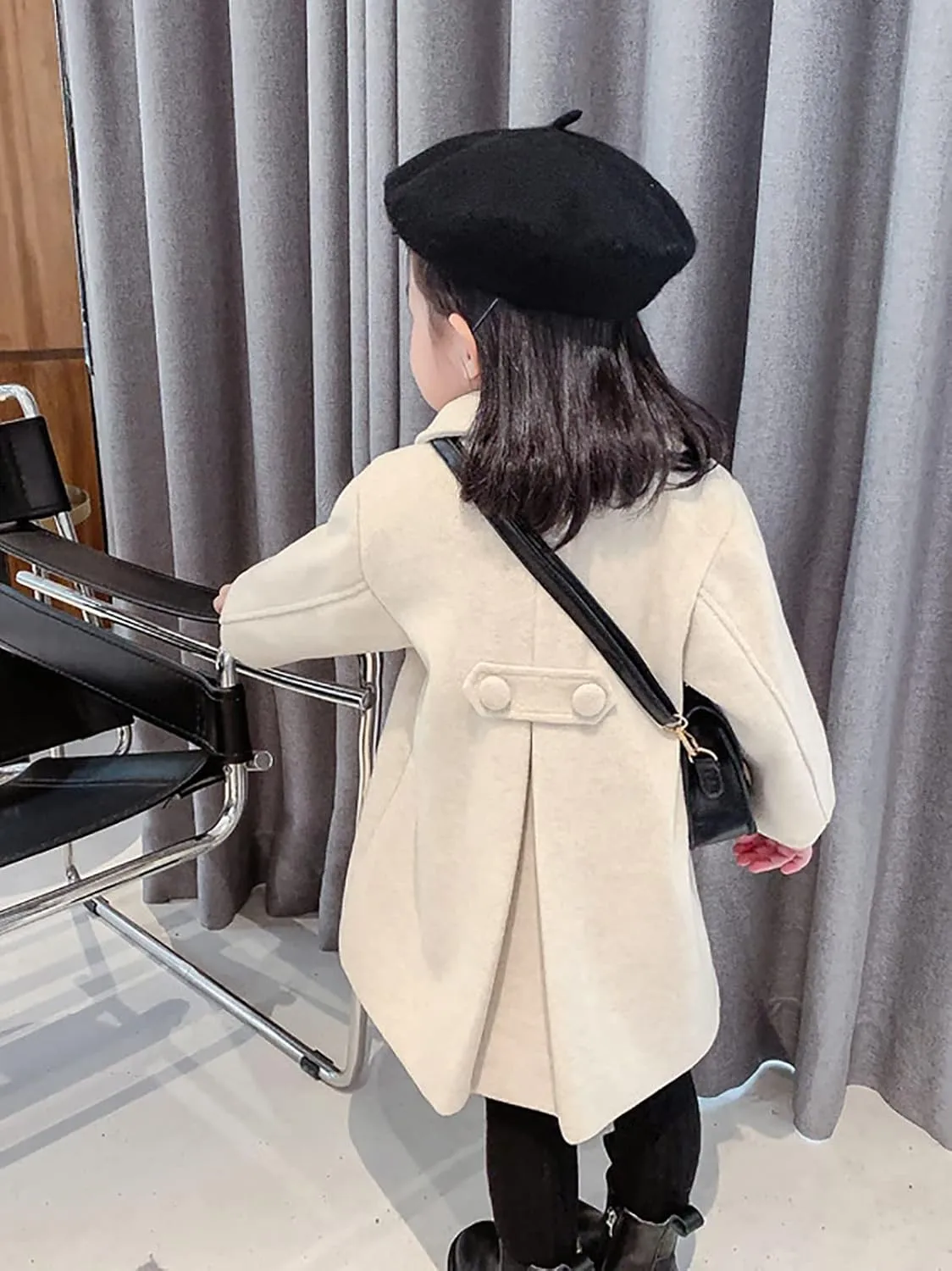 CM C&M WODRO Girls Dress Coat Kids Winter Warm Jacket Long Sleeve Button Trench Coat Pocket Long Peacoat Outerwear 2-7 Years