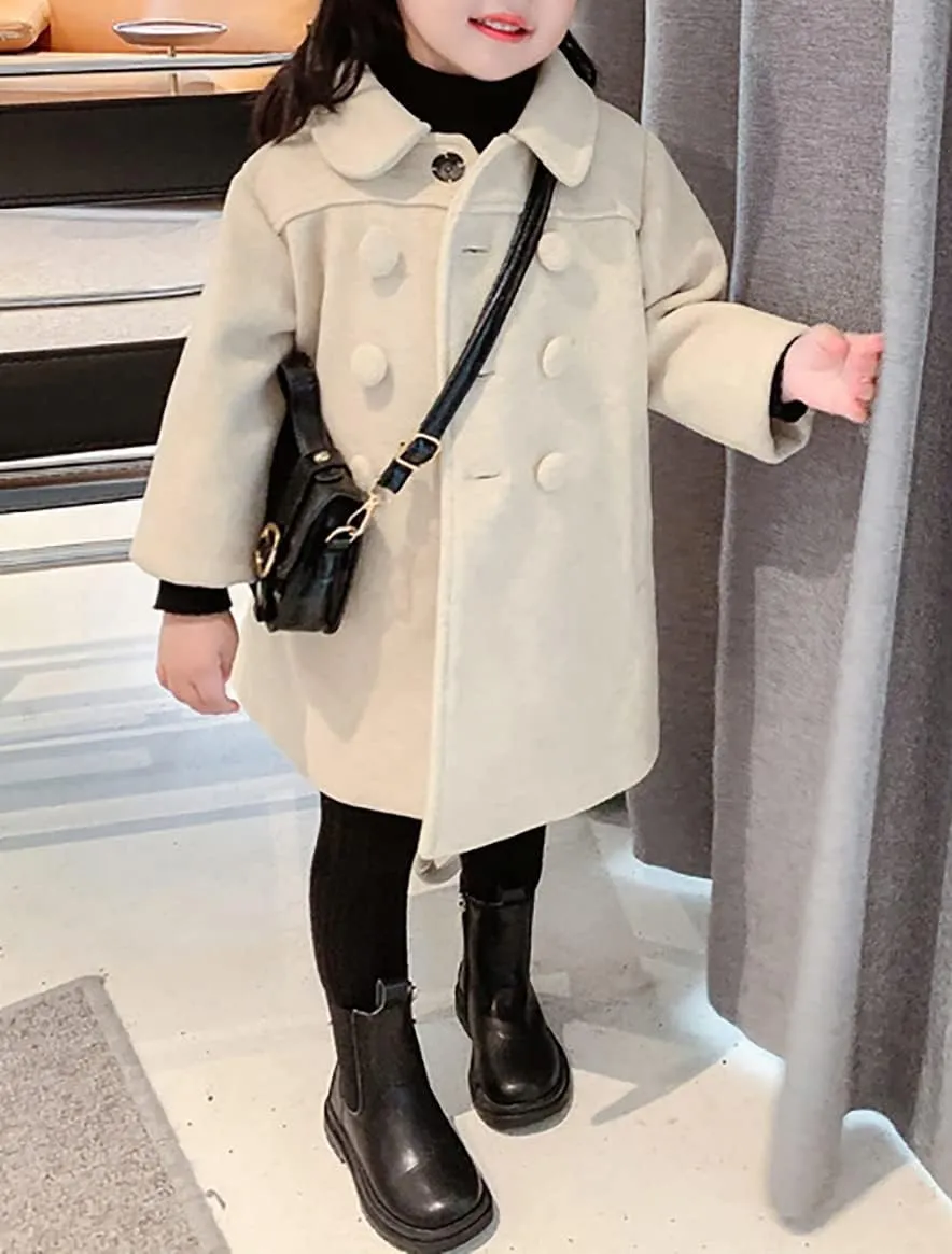 CM C&M WODRO Girls Dress Coat Kids Winter Warm Jacket Long Sleeve Button Trench Coat Pocket Long Peacoat Outerwear 2-7 Years