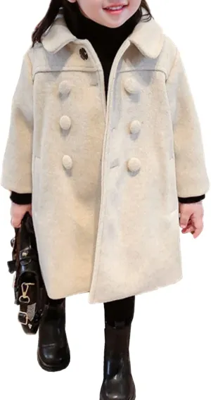 CM C&M WODRO Girls Dress Coat Kids Winter Warm Jacket Long Sleeve Button Trench Coat Pocket Long Peacoat Outerwear 2-7 Years