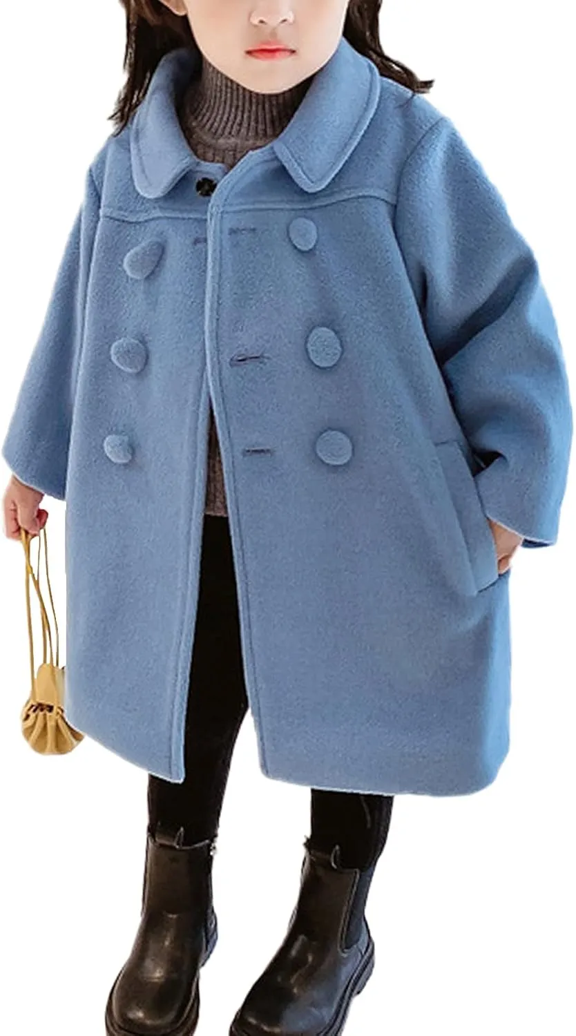 CM C&M WODRO Girls Dress Coat Kids Winter Warm Jacket Long Sleeve Button Trench Coat Pocket Long Peacoat Outerwear 2-7 Years