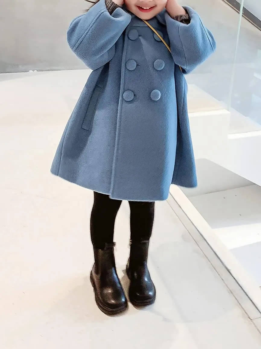 CM C&M WODRO Girls Dress Coat Kids Winter Warm Jacket Long Sleeve Button Trench Coat Pocket Long Peacoat Outerwear 2-7 Years