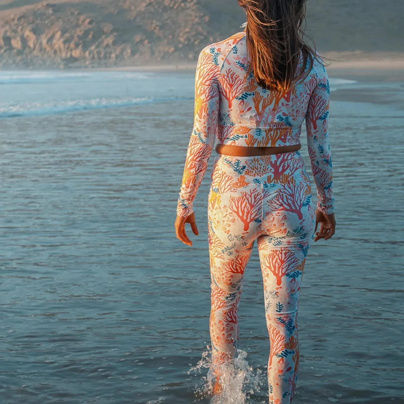 Coral Reef Eco Swim Leggings With Pockets