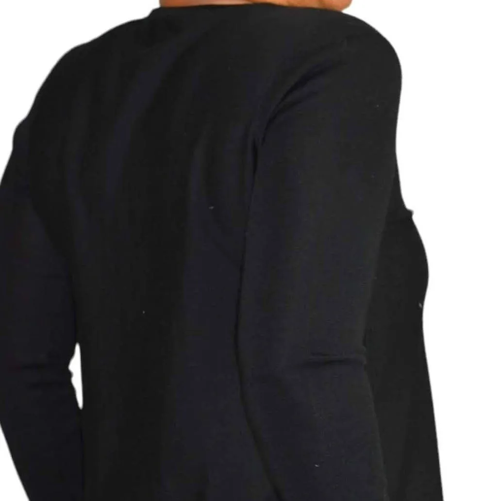 COS Sweater Black Minimalist Jumper Wool Knit Top VNeck Monochromatic Size XS