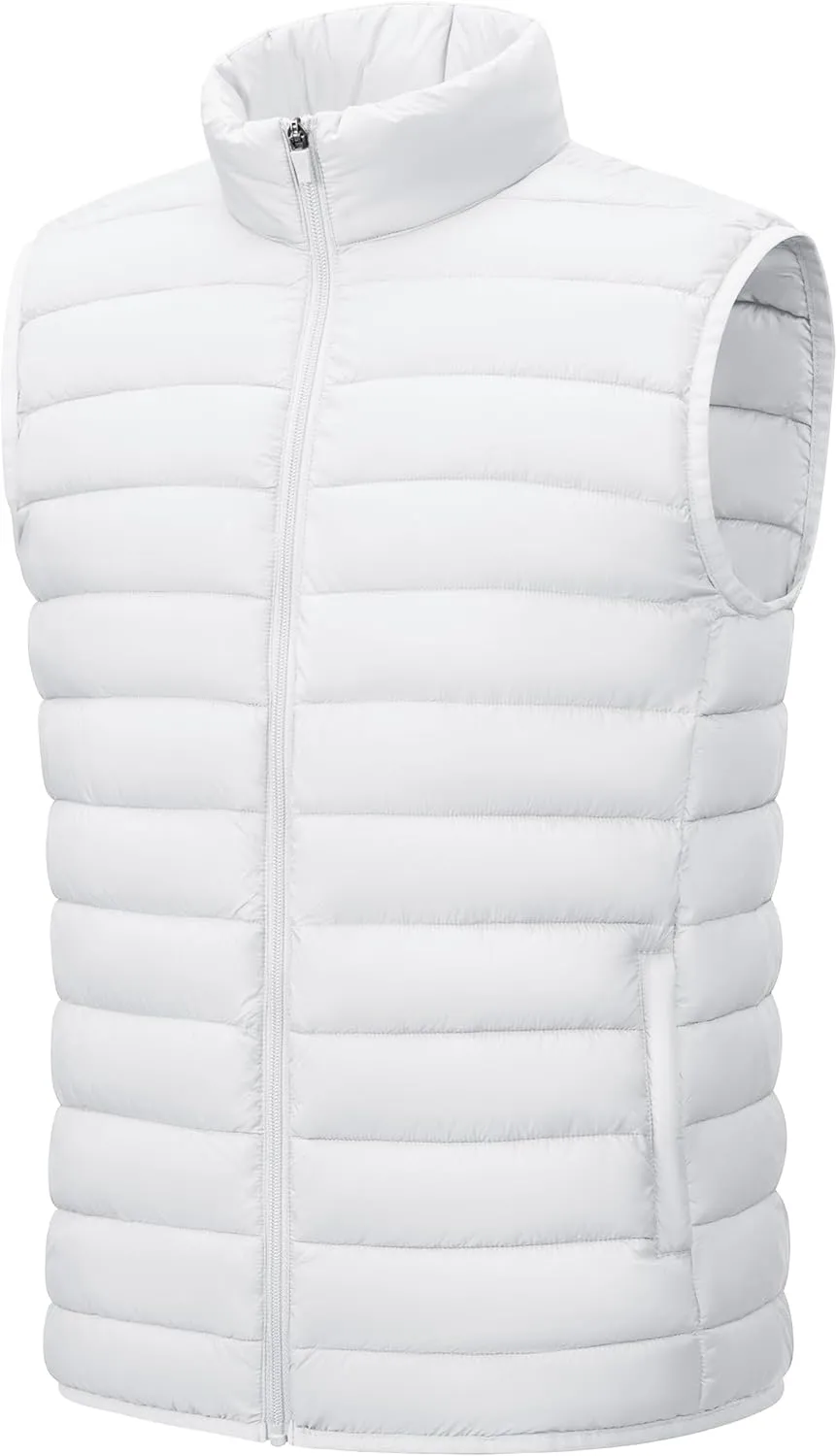 Cotrasen Men's Puffer Lightweight Vest Packable Outerwear Vest Warm Winter Outdoor Sleeveless Jacket for Travel Running