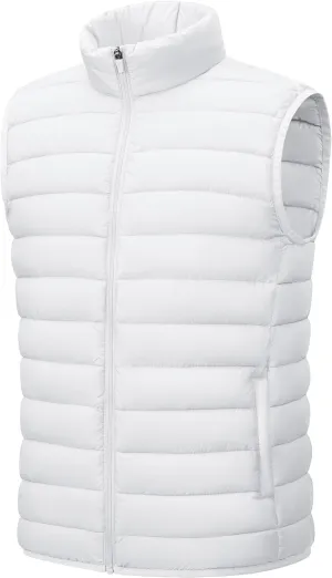 Cotrasen Men's Puffer Lightweight Vest Packable Outerwear Vest Warm Winter Outdoor Sleeveless Jacket for Travel Running