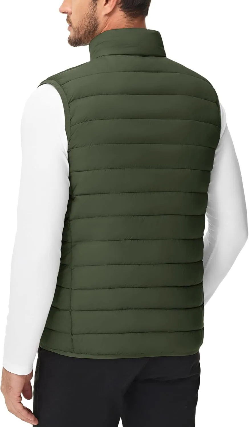 Cotrasen Men's Puffer Lightweight Vest Packable Outerwear Vest Warm Winter Outdoor Sleeveless Jacket for Travel Running