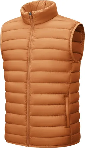 Cotrasen Men's Puffer Lightweight Vest Packable Outerwear Vest Warm Winter Outdoor Sleeveless Jacket for Travel Running