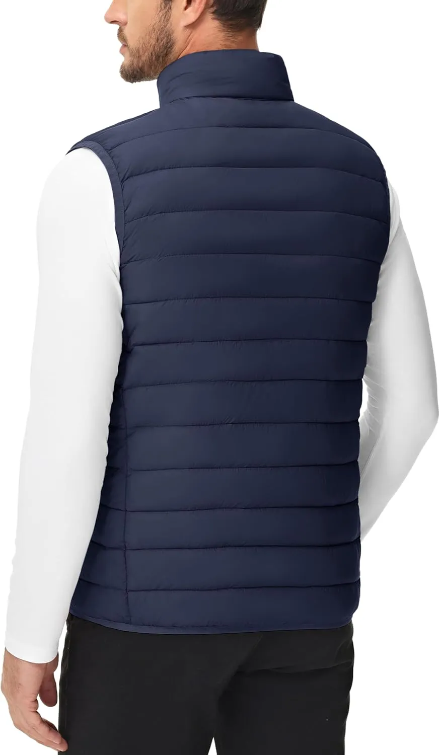 Cotrasen Men's Puffer Lightweight Vest Packable Outerwear Vest Warm Winter Outdoor Sleeveless Jacket for Travel Running