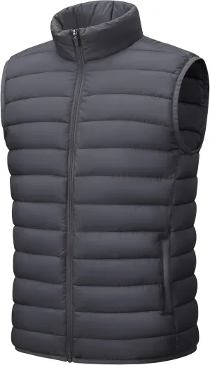Cotrasen Men's Puffer Lightweight Vest Packable Outerwear Vest Warm Winter Outdoor Sleeveless Jacket for Travel Running
