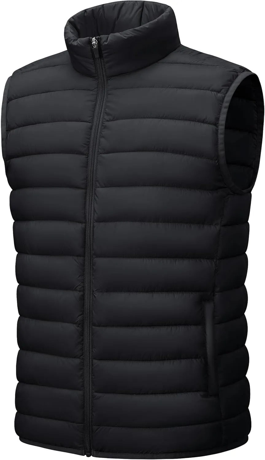 Cotrasen Men's Puffer Lightweight Vest Packable Outerwear Vest Warm Winter Outdoor Sleeveless Jacket for Travel Running