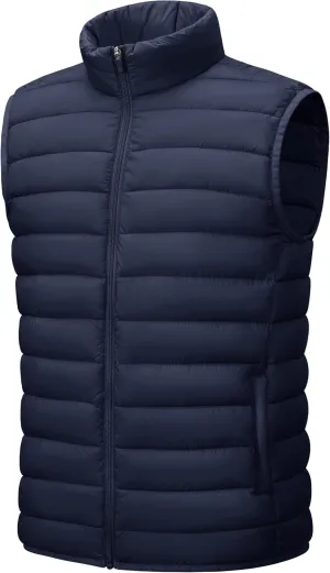 Cotrasen Men's Puffer Lightweight Vest Packable Outerwear Vest Warm Winter Outdoor Sleeveless Jacket for Travel Running