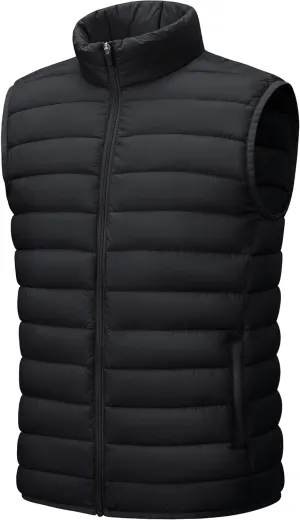 Cotrasen Men's Puffer Lightweight Vest Packable Outerwear Vest Warm Winter Outdoor Sleeveless Jacket for Travel Running