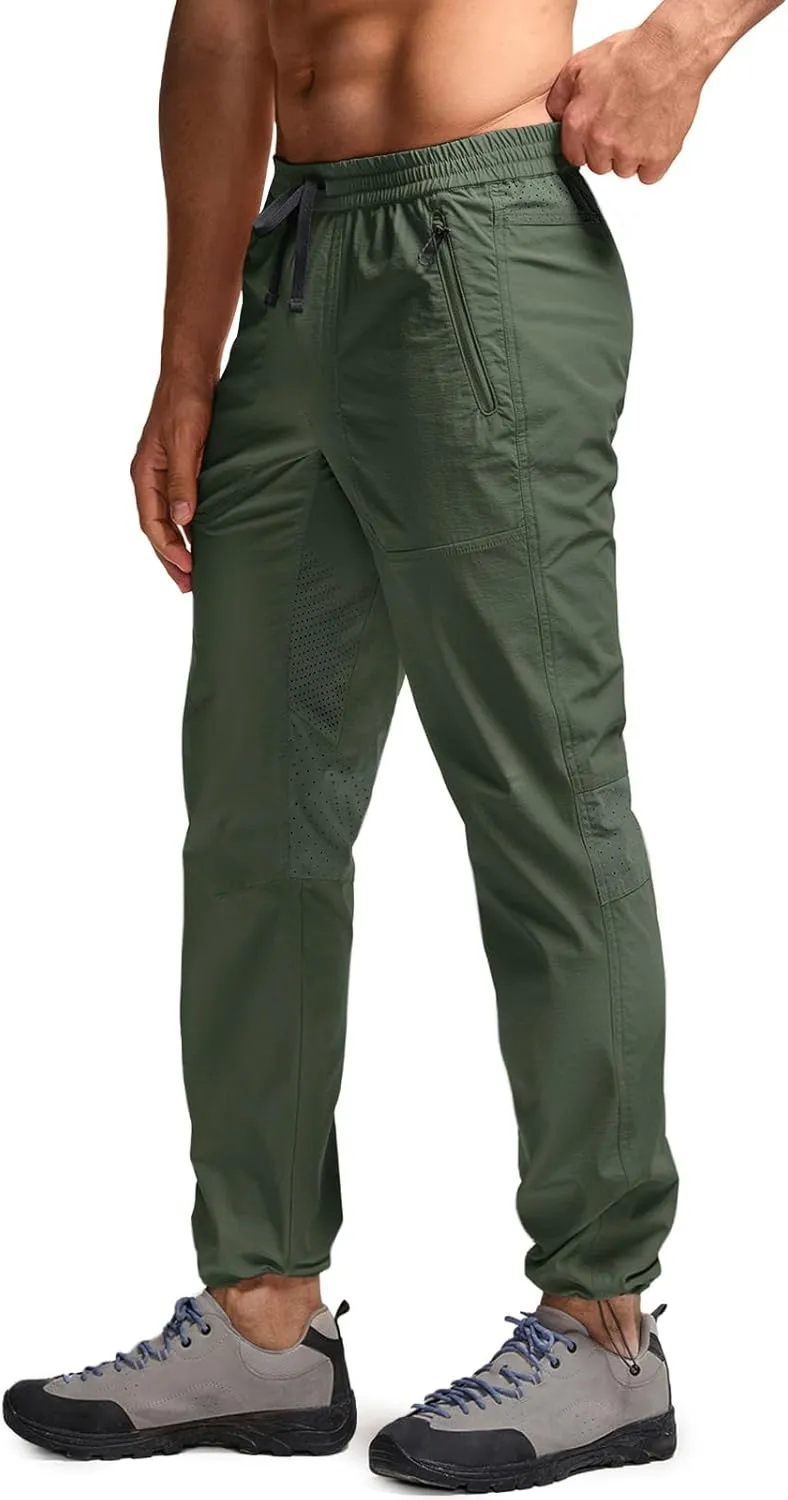 CQR Men's Lightweight Vent Hiking Pants, Water-Resistant & Breathable Sports Outdoor Athletic Pants with Elastic Waist