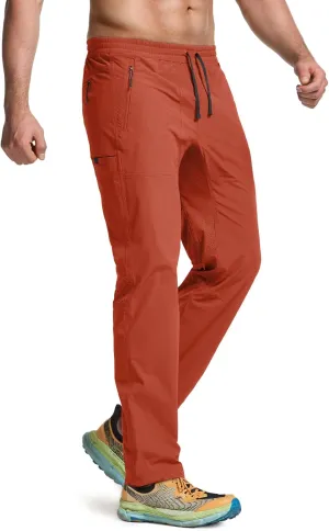 CQR Men's Lightweight Vent Hiking Pants, Water-Resistant & Breathable Sports Outdoor Athletic Pants with Elastic Waist