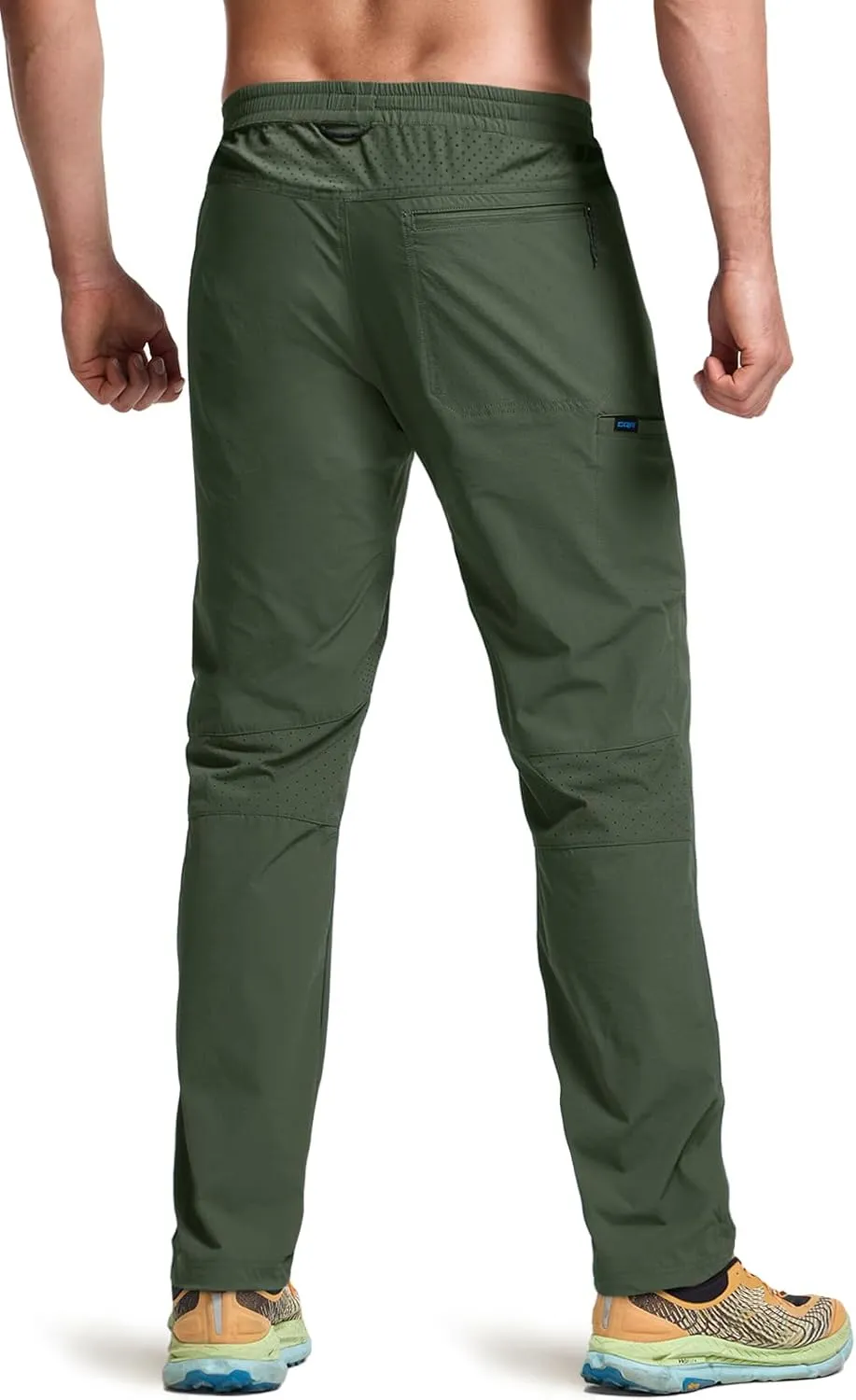 CQR Men's Lightweight Vent Hiking Pants, Water-Resistant & Breathable Sports Outdoor Athletic Pants with Elastic Waist
