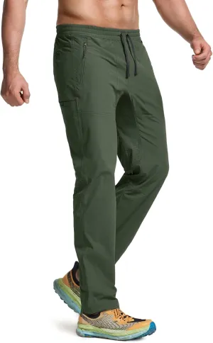 CQR Men's Lightweight Vent Hiking Pants, Water-Resistant & Breathable Sports Outdoor Athletic Pants with Elastic Waist